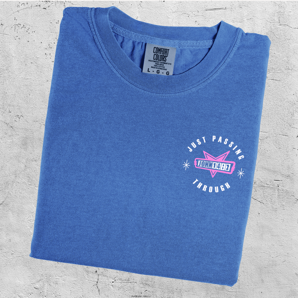 Heaven Graphic T-Shirt with John 14:2 Verse | Blue Christian Scripture Tee