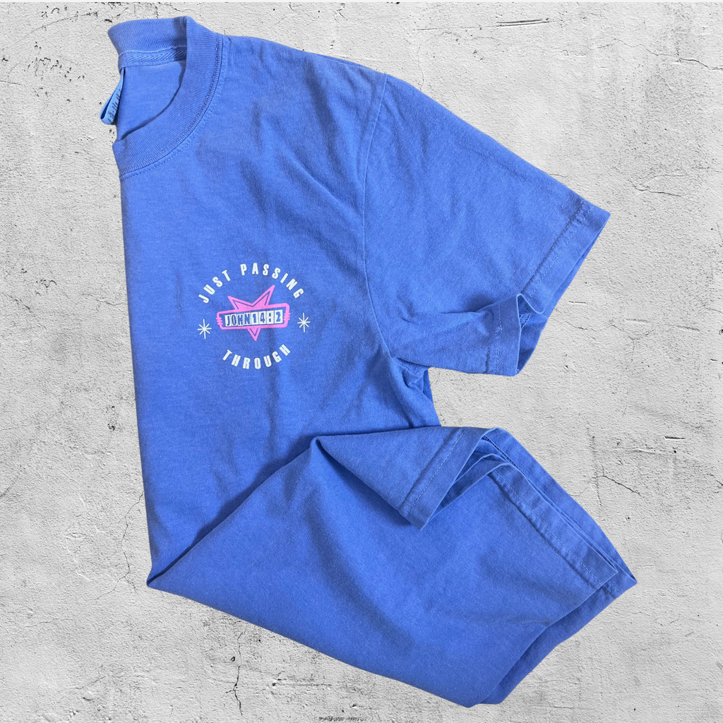 Heaven Graphic T-Shirt with John 14:2 Verse | Blue Christian Scripture Tee