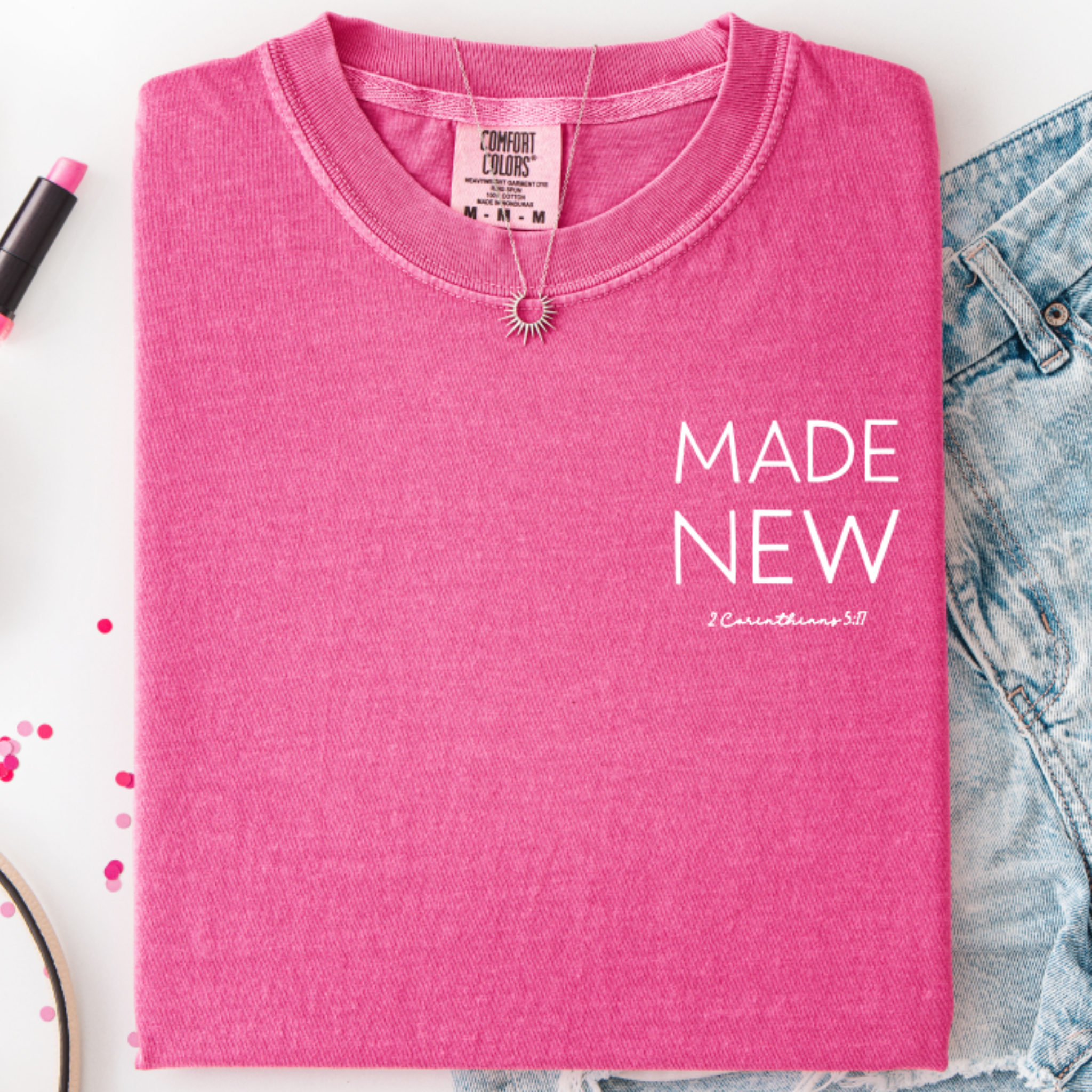 MADE NEW Graphic T-Shirt with 2 CORINTHIANS 5:17 | Christian Scripture Tee