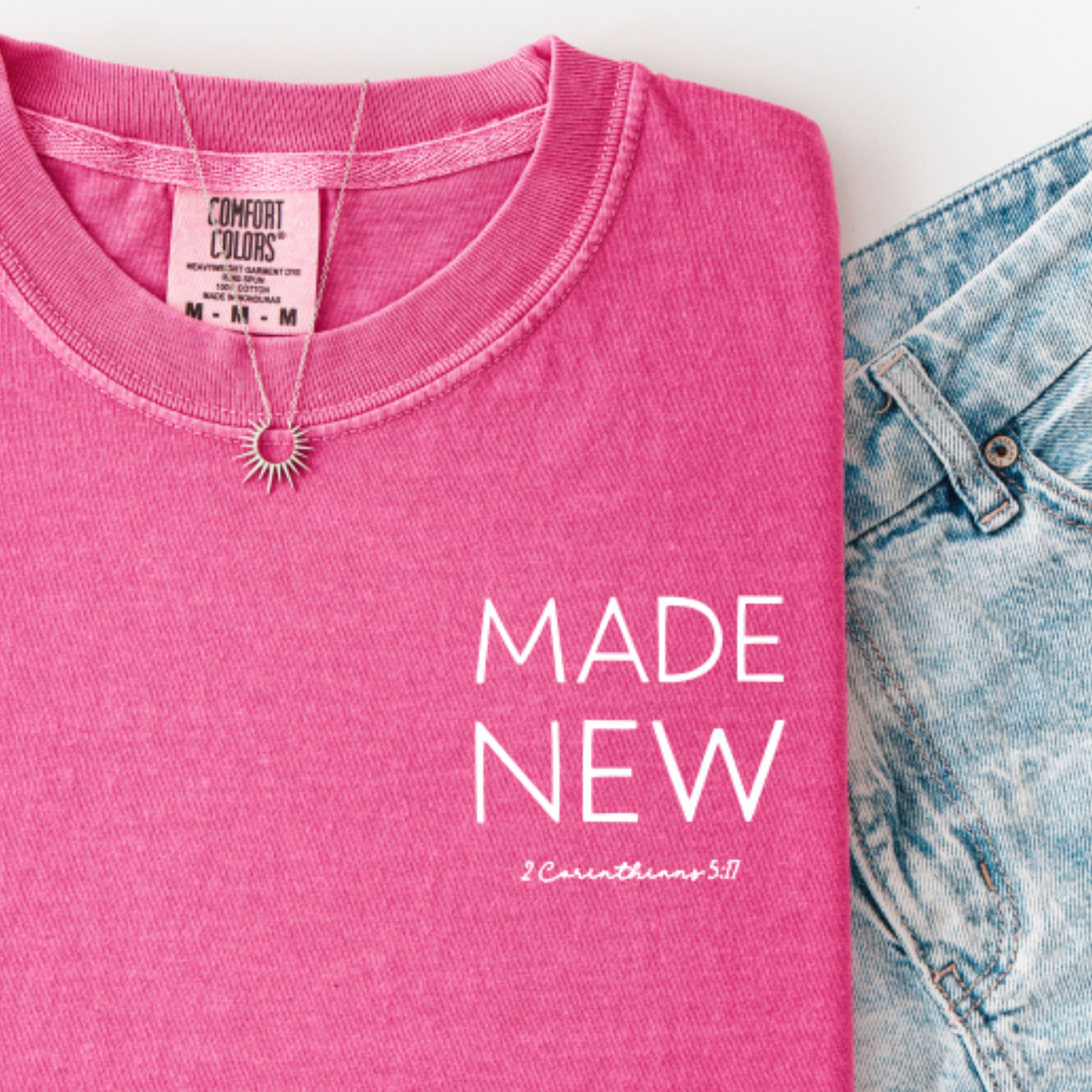 MADE NEW Graphic T-Shirt with 2 CORINTHIANS 5:17 | Christian Scripture Tee